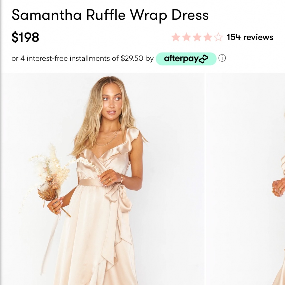 Samantha Ruffle Wrap Dress - Champagne Luxe Satin